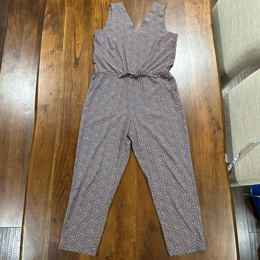 Toad&Co Blue Floral Sleeveless Jumpsuit